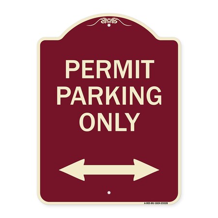 Signmission Permit Parking Bidirectional Arrow Heavy-Gauge Aluminum Architectural Sign, 24" x 18", BU-1824-23328 A-DES-BU-1824-23328